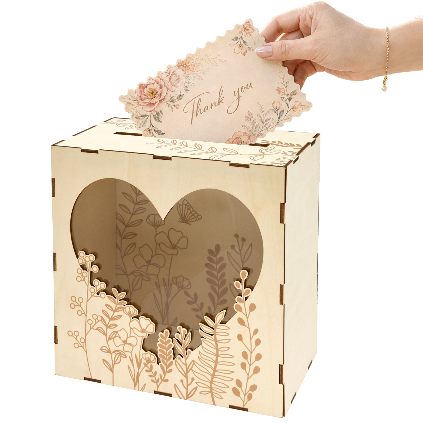 Wedding Card Box - صندوق بطاقات الزفاف الخشبي مع نافذة