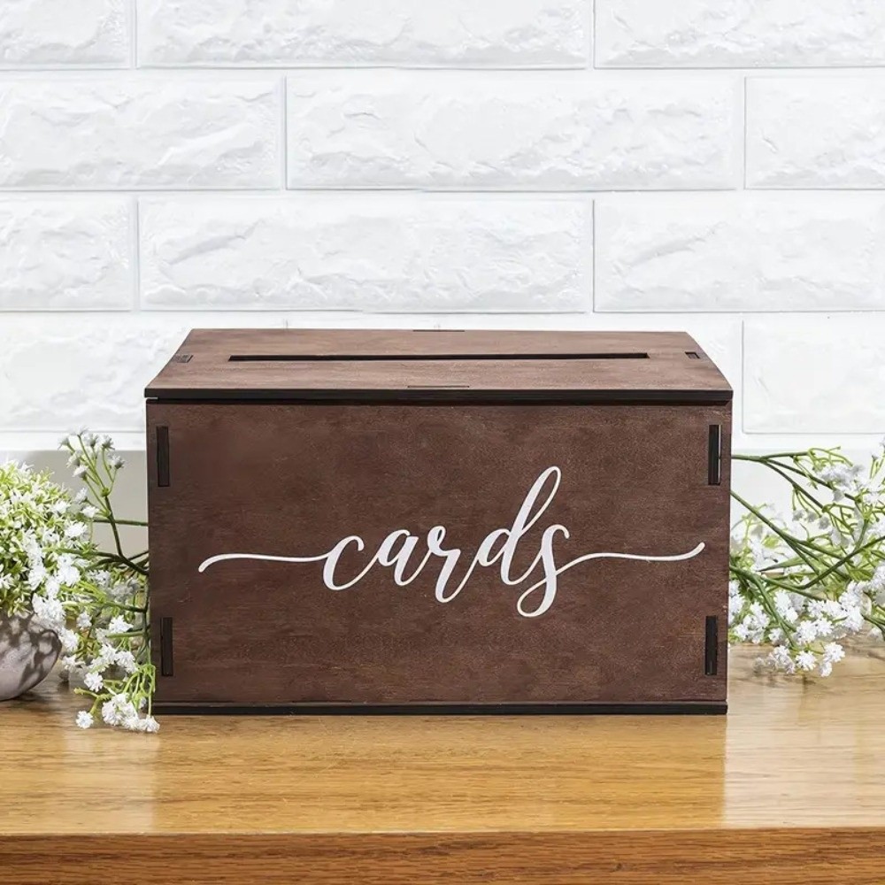 Wedding Card Box - صندوق بطاقات زفاف خشبي جديد مزخرف
