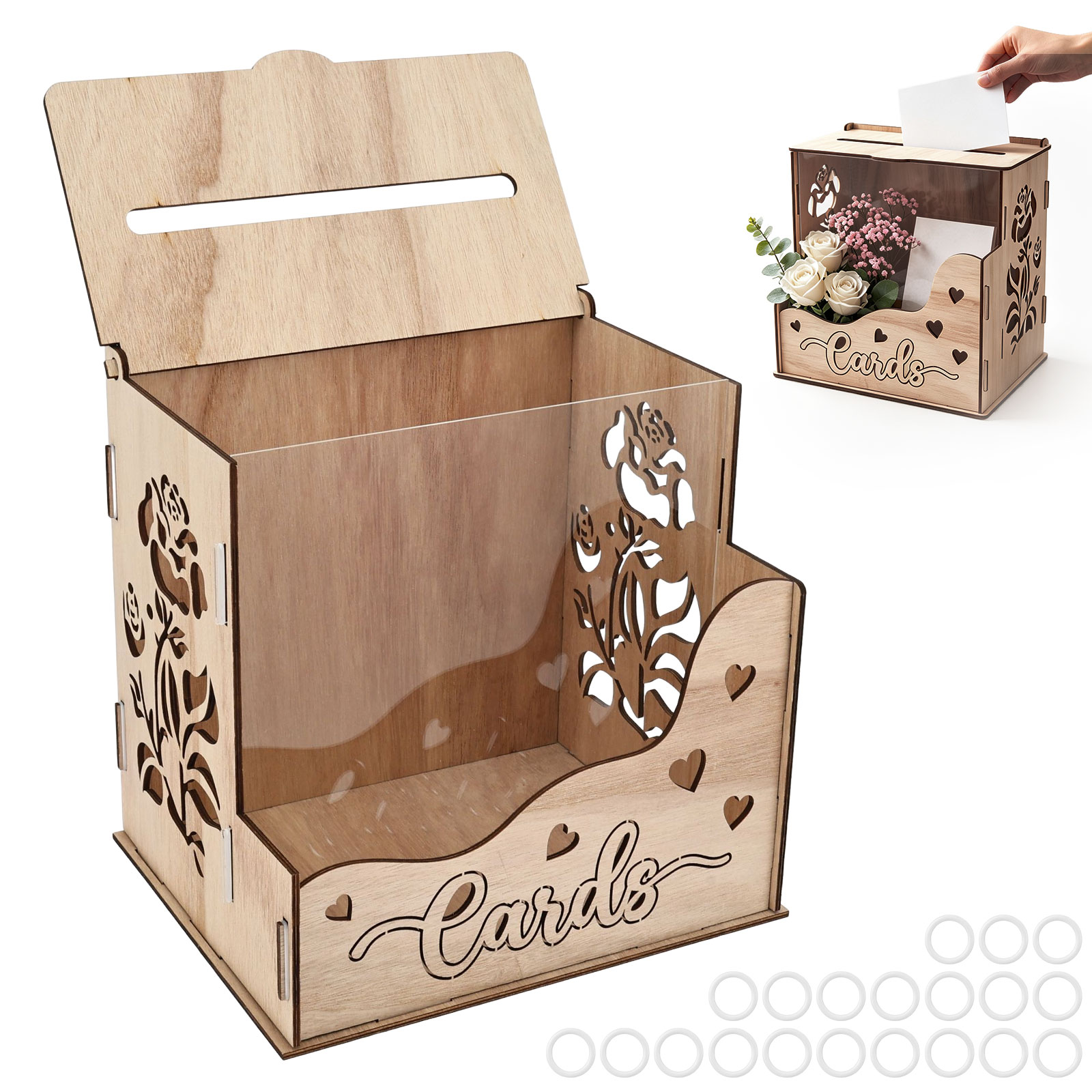 صندوق بطاقات خشبي للحفلات مع ن - مراجعة Wedding Card Box وسعره