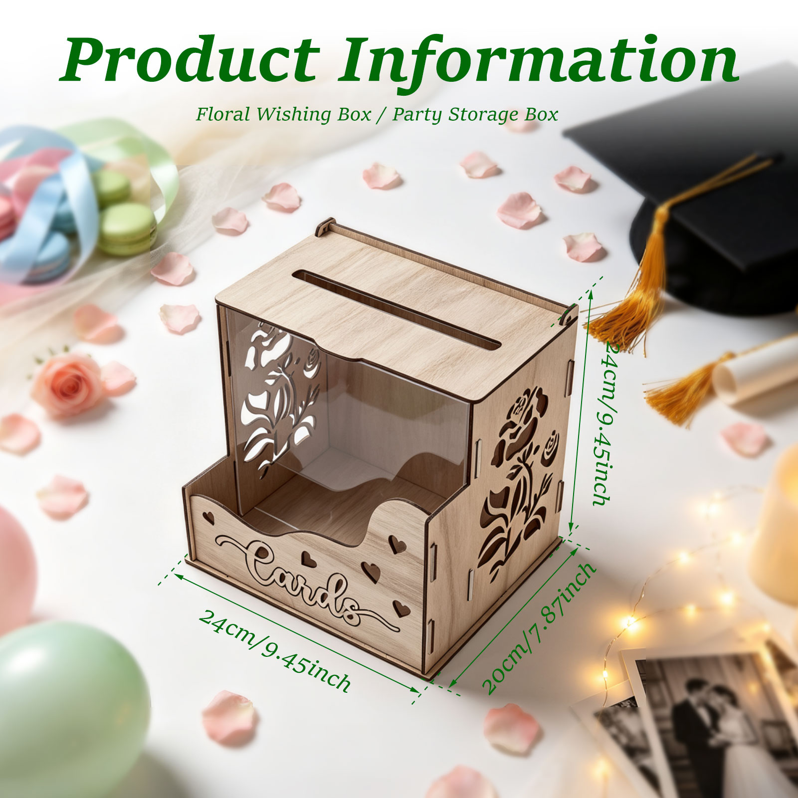 صندوق بطاقات خشبي للحفلات مع ن - مراجعة Wedding Card Box وسعره