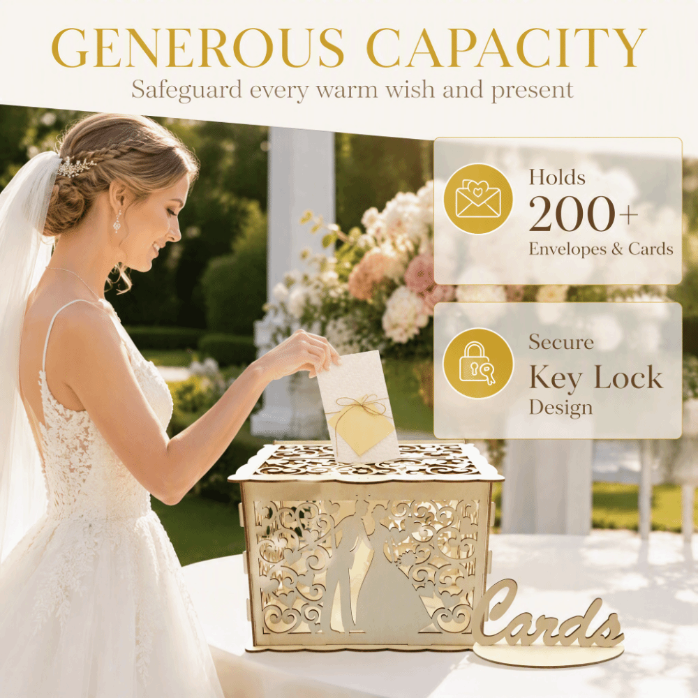 صندوق بطاقات زفاف خشبي، مقاس 2 - مراجعة Wedding Card Box وسعره