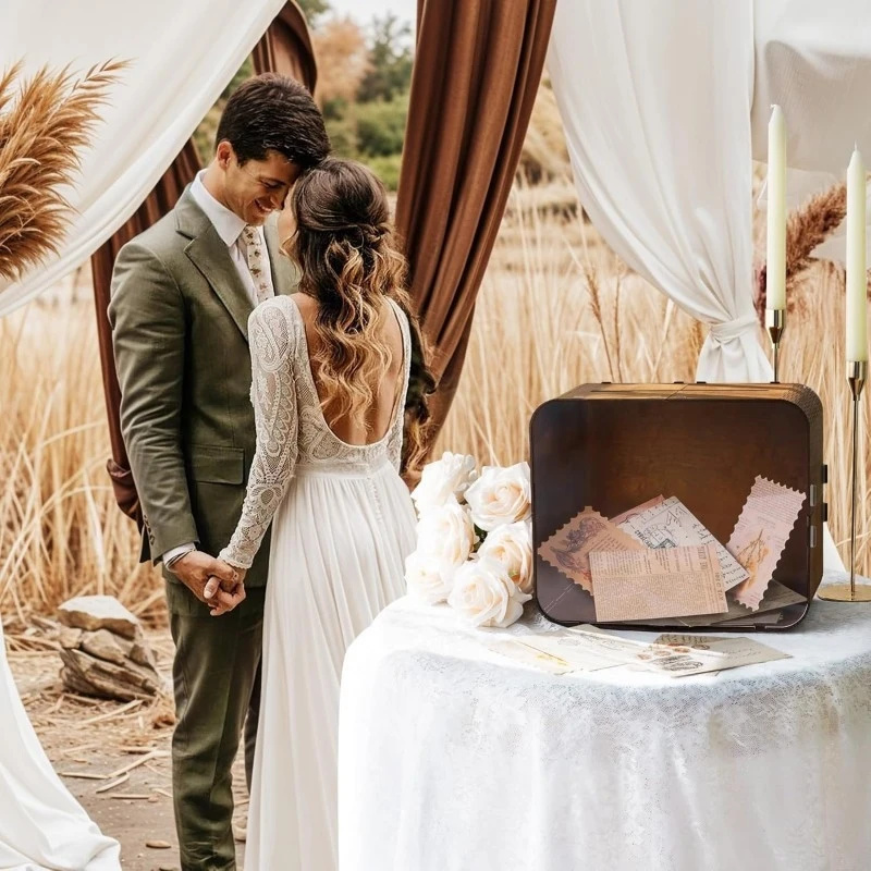 صندوق بطاقات زفاف خشبي مع نافذ - مراجعة Wedding Card Box وسعره